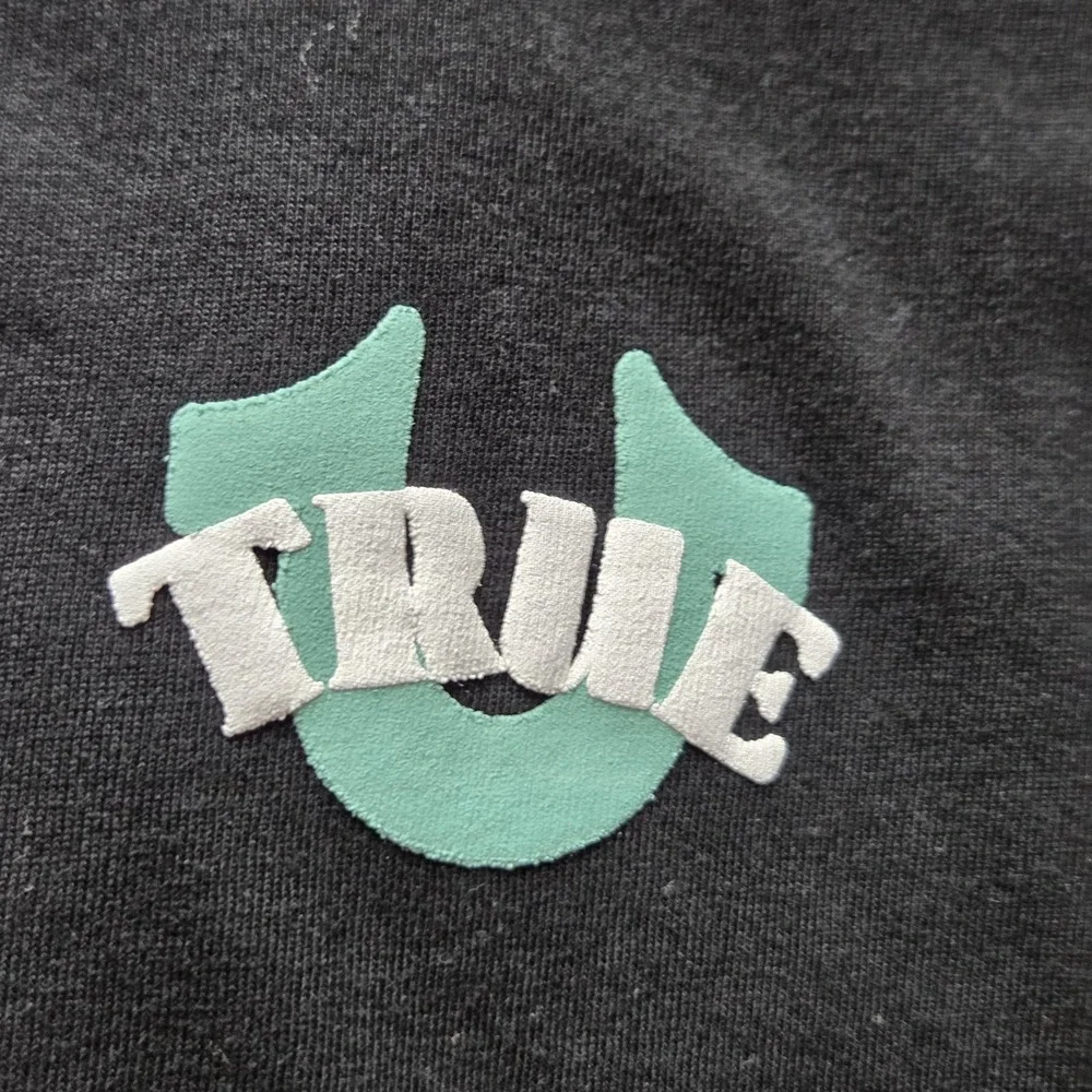 True Religion Hoodie Mens Large Black Sleeveless Crafted With Pride Graphic Top